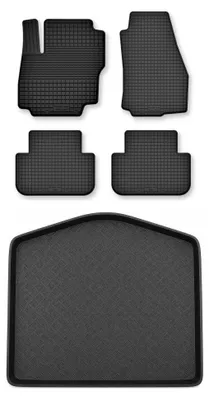 Productafbeelding van Rubberen automatten + kofferbakmat voor Ford C-MAX MK1 2007-2010 – 5-delig, zwart, op maat – Wielganizator Semi-Universal