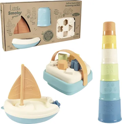 Produktbild von Smoby Spielzeug Little Smoby Green Set Segelboot, Magic Tower und Formensteckspiel 7600140605