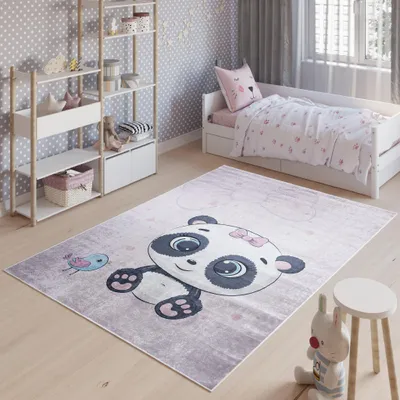 Produktbild von Tapiso Teppich EMMA Modern Kinderzimmer Grau Rosa Schlafzimmer 80 x 150 cm