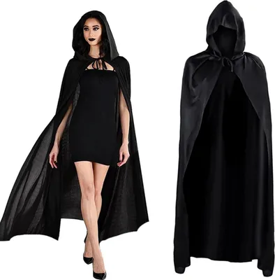 Obrázok produktu pre Kapucňa, čierna, pre čarodejnicu, pre upíra, kostým na Halloween, univerzálna