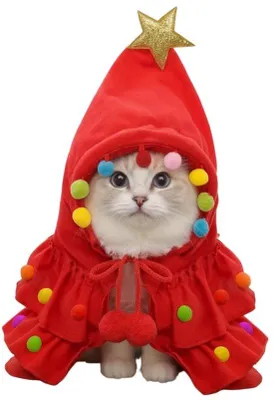 Produktbild von Weihnachtsoutfit – Festliche Atmosphäre – Kostüm für Hunde/Katzen – Verstellbarer Gurt – Elastisches Halsband – Cosplay-Geschenk – Magische Optik – Haustierkostüm