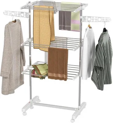 Image de Séchoir à linge mobile à 3 niveaux avec support pliable 80-142 cm