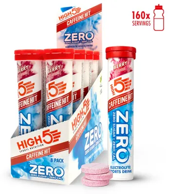 Immagine prodotto di HIGH5 ZERO: Bevanda effervescente a base di elettroliti con caffeina, senza zucchero, 8 confezioni da 20 compresse (160 compresse)