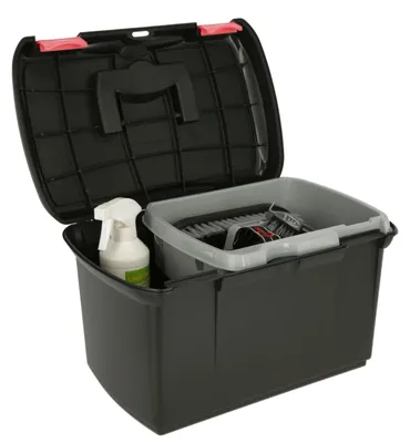 Produktbild von Covalliero Putzbox Arrezzo Schwarz Fuchsia 40x25x24,5cm Kunststoff mit Einsatz
