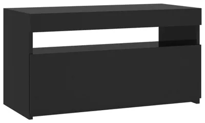 Produktbild von TV Board Lowboard mit LED Beleuchtung Fernsehschrank TV Schrank mit 4 Regalfächern für Wohnzimmer und Schlafzimmer mit viel Stauraum 1 Schwarz 90 x 35 x 40 cm