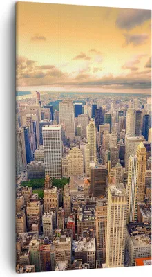 Produktbild von Bild auf Leinwand - Leinwandbild - Stadt Wolkenkratzer Amerika Innenstadt - 45x80cm - Wand Bild - Wanddeko - Leinwanddruck - Bilder - Kunstdruck - Leinwand bilder - Wandkunst - PA45x80-2638