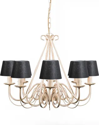 Produktbild von QAZQA - Klassisch I Antik Kronleuchter I Chandelier creme mit Klemmkappe 12 cm schwarz - Giuseppe 8 I Wohnzimmer - Stahl Rund I Organisch - LED geeignet E14