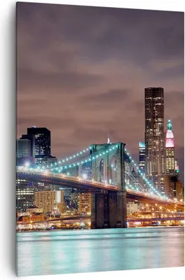 Produktbild von Bild auf Leinwand - Leinwandbild - Einteilig - Stadt Brücke Wolkenkratzer - 70x100cm - Wand Bild - Wanddeko - Wandbilder - Leinwanddruck - Wanddekoration - Leinwand bilder - Wandbild - PA70x100-0218
