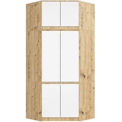 Immagine prodotto di Akord Armadio Angolare Con Sopralzo Rovere Artigianale/Bianco 100X50X235 Cm
