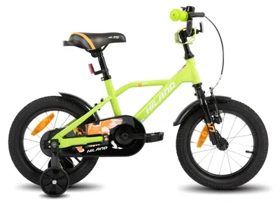 Immagine prodotto di Bicicletta per bambini, 12 pollici (30 cm) - Bicicletta per ragazzi - Telaio in acciaio - Ruote stabilizzatrici - Freni a mani e freno a contropedale - Adatta a bambini dai 3 ai 9 anni - Verde