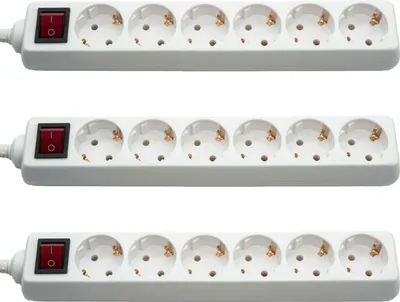 Produktbild von 3x Steckerleiste Steckdosenleiste 6-fach Rund mit Schalter on off Tischsteckdose Mehrfachsteckdose Mehrfachstecker Steckdose