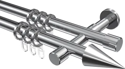 Produktbild von Interdeco Gardinenstange / Vorhangstange Chrom, Typ Prestige Savio (Kegel), 20 mm Ø 2-läufig, 100 cm