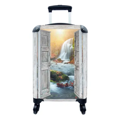 Produktbild von MuchoWow® Koffer Handgepäck Trolley Rollkoffer Kleine Reisekoffer mit 4 Rollen - Wasserfall - Aussicht - Landschaft - Cabin Size < 55x40x23 cm & 55x40x20 cm - Fotokoffer - Kabinenkoffer - Boardgepäck - Reise-Box - Reisekoffer - Reisegepäck - Koffer mit Bild - Trolley für Kinder