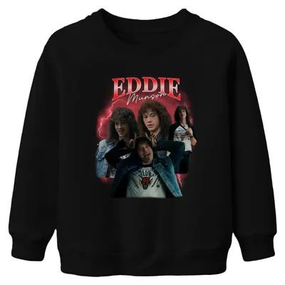 Produktbild von Eddie Munson Hellfire Club Stranger Metal Geschenk Kinder Sweatshirt Pullover, Schwarz, 152