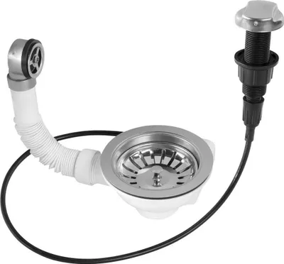 Produktbild von Waschbecken Edelstahl Auslass 6/4" mit Überlauf und Kontrolle, Edelstahl