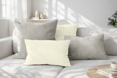 Produktbild von Amilian Dekokissen 4er Set mit Füllung, Cord-Optik, 40x40 & 35x45 cm - Lichtblüte/Tauglanz