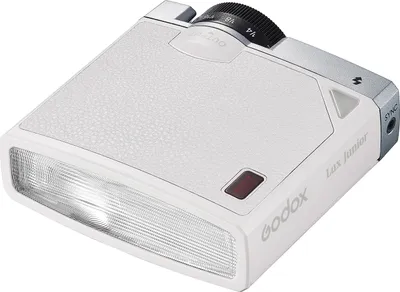Obrázek produktu pro Godox Lux Junior Retro Camera Flash GN12 6000K Barevná teplota Automatický a manuální režim 1/1-1/64 Výkon blesku 28 mm Ohnisková vzdálenost Náhrada pro fotoaparáty Canon Nikon Sony Fuji Olympus Hot Shoe