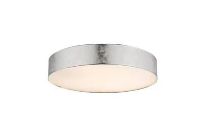 Produktbild von Globo Lighting Deckenleuchte Metall weiß, Acryl, Textil silber metallic, ø: 400mm, H: 105mm, inkl. LED 24W 230V, 2640lm Source, 1550lm Output, 3000K