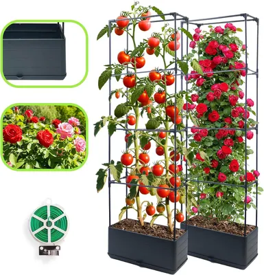 Produktbild von Hochbeet mit Rankgitter 140 cm, 2 Stück, für Kletterpflanzen
