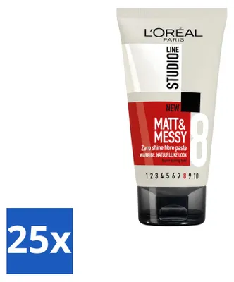 Productafbeelding van 25 x L'Oréal Paris Studio Line Matt & Messy Fibre Paste - 150 ml - Voordeelverpakking - 25 stuks