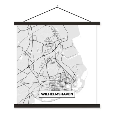Produktbild von MuchoWow® Textilposter Stadtplan - Deutschland - Karte - Wilhelmshaven 120x120 cm mit schwarzem Rahmen - Aufhängungsset