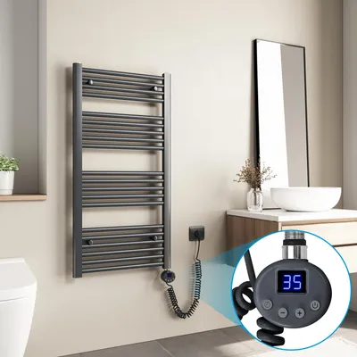 Produktbild von Heilmetz Badheizkörper Elektrisch Handtuchtrockner 100 x 50 cm Anthrazit 500W Elektrischer Handtuchheizkörper Heizkörper