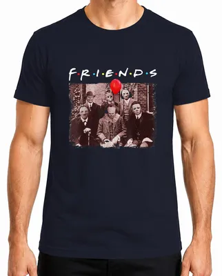 Obrázek produktu pro FRIENDS Horror Halloween Slasher Masken Pennywise Jason Freddy Herren T-Shirt, Navy, XL