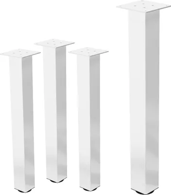 Zdjęcie produktu dla Zestaw 4 nóg do stołu ML-Design I-Design, 72 cm, biały połysk, metalowa rama ze stali malowanej proszkowo, profil 8x8 cm, nóżki meblowe z regulacją wysokości