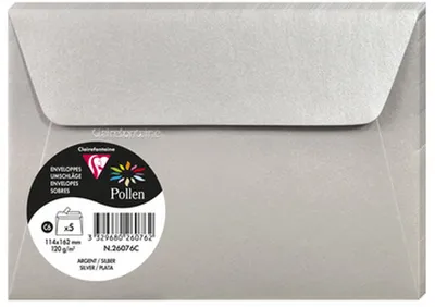 Produktbild von Clairefontaine 5 Umschläge Pollen 114x162 silber