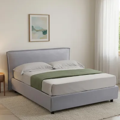 Image de Brienza - Lit à la Française, gris, matelas inclus  Italy