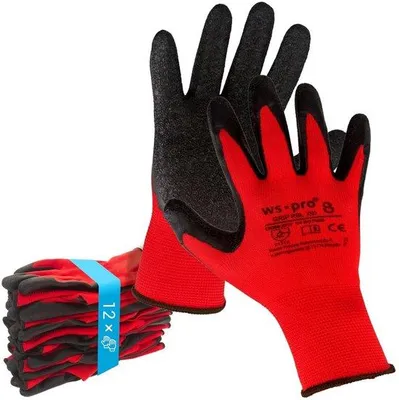 Obrázek produktu pro Latexové rukavice s červenou povrchovou úpravou – velikost 8, 12 párů