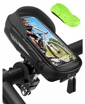 Immagine prodotto di Supporto impermeabile per smartphone da fissare alla bicicletta, adatto a dispositivi da 4,7 a 7 pollici, con rotazione a 360°, borsa da manubrio nera