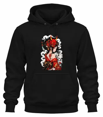 Productafbeelding van Ge Oni Masker Hannya Doodshoofd Japan Y2K Krijger Hoodie, Zwart, Maat L