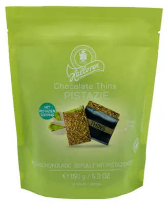 Zdjęcie produktu dla Delitzscher Czekoladki Pistacjowe z polewą, cienkie płatki, 150g