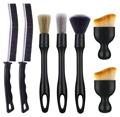 Produktbild von Auto Reinigung Pinsel Set, 7 Stück Auto Detailing Pinsel, Auto Innenraum Reiniger Bürste Set, Auto-Fugenreinigungsbürste, Detailingbürste, Staubpinsel Auto, Felgenbürste, Reifenbürste