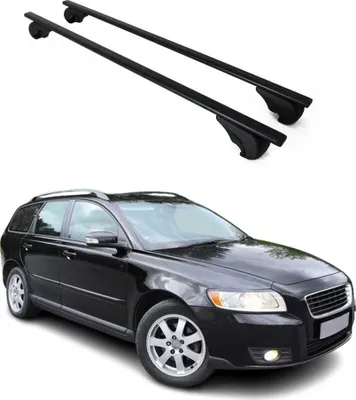 Obrázok produktu pre Priečne strešné nosiče pre Volvo V50 2004–2012, čierna farba