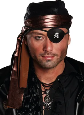 Produktbild von Piraten Augenklappe mit Totenkopf schwarz Karneval Kostüm Zubehör
