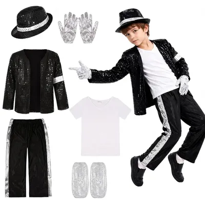 Retro Popstar-Kostüm für Kinder, 7-teilig, Disco-Outfit, Gr. 3XL