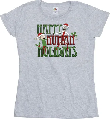 Image de Rick And Morty - "Happy Human Holidays" T-Shirt für Damen BI38031 (S) (Grau)