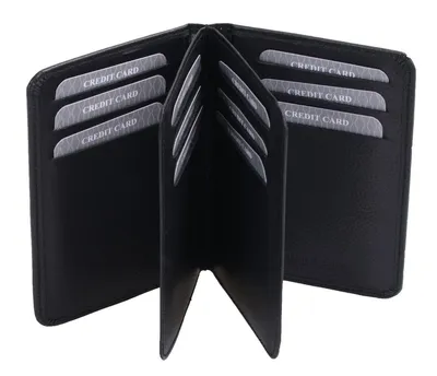 Produktbild von schwarzes hochwertiges Leder-Kartenetui mit 2 Klappen