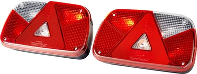 Immagine prodotto di SucceBuy set di luci per rimorchio, 2 pezzi con funzioni di luce freno, indicatore di direzione, luce posteriore, luce targa e luce di retromarcia, sistema di illuminazione impermeabile per rimorchi, barche, camper e camion