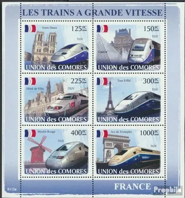 Produktbild von Briefmarken Komoren 2008 Mi 1875-1880 Kleinbogen (kompl. Ausg.) postfrisch Französische Züge (TGV)