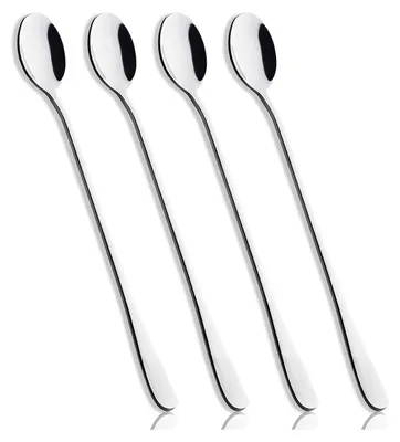 Produktbild von 23 cm langer Eistee-Löffel, Kaffeelöffel, Eiscremelöffel, Cocktail-Rührlöffel aus Edelstahl, 4er-Set