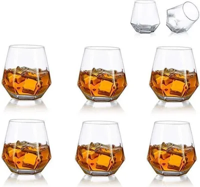 Produktbild von Set mit 6 Whiskygläsern, 300 ml klassisches Whiskyglas für Rum, Spirituosen, Cognac und Wodka