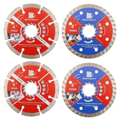 Obrázok produktu pre Diamantové rezné kotúče, 4 kusy, priemer 105 mm, určené na rezanie keramiky, granitu, mramoru, kameňa a betónu