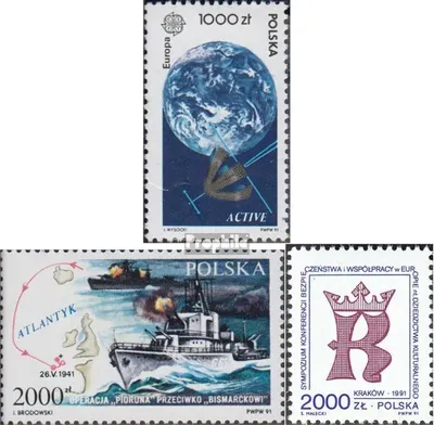 Produktbild von Briefmarken Polen 1991 Mi 3331,3332,3333 (kompl.Ausg.) gestempelt Europäische Weltraumfahrt