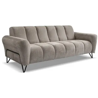 Produktbild von Sofa VOLARE - 3-Sitzer Couch - Moderner Polstersofa - Chenille Storm in Kühles Beige, dekorative schwarze Metallbeine