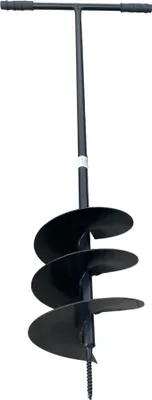A black hand auger is shown against a white background.