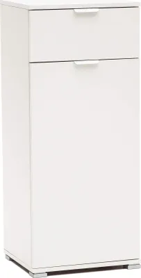 Immagine prodotto di Milani Home - armadietto 1 anta e 1 cassetto 45 x 38 x 103 cm, bianco, truciolare bilaminato, mobile contenitore bagno cucina soggiorno