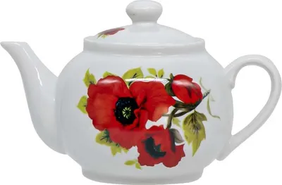 Produktbild von Set Teekanne Mohnblumen 0,9 L + Teeservice 12 Teilig 6 Tassen+ 6 Untertassen Porzellan